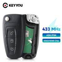 KEYYOU 3ปุ่ม434/433 Mhz FSK สำหรับ Ford Mondeo Focus C-Max 2011 2012 2013 2014รถระยะไกลควบคุมชิป4D63 40/80บิต