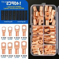 ✼ 140 Pieces Auto Solder Connector Kit Copper Ring Crimp Wire Terminal Bare Cable Battery Terminal with Heat Shrink Tube