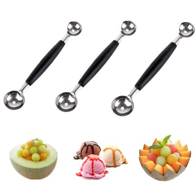 Double-End Ice Cream Spoon Scoop Fruit Ball Spoon Stainless Steel Multifunctional Melon Baller Kitchen Tool