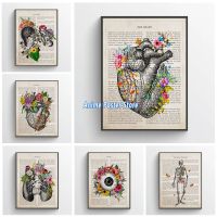 Vintage Human Anatomy โปสเตอร์ดอกไม้งานศิลปะ Medical Wall ภาพ Heart Anatomy ภาพวาดผ้าใบพิมพ์สำหรับโรงพยาบาล Clinic Decor New