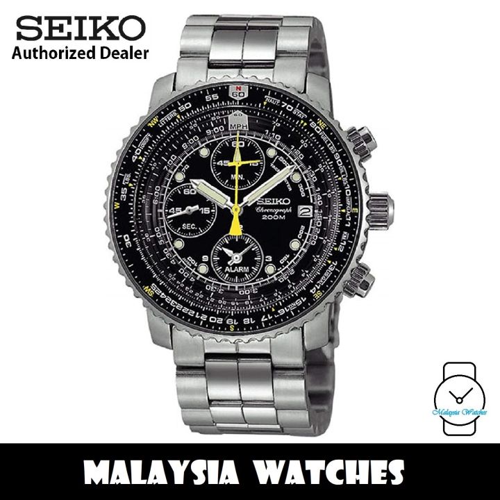 Seiko Men's SNA411P1 Quartz Pilot's FlightMaster Alarm Chronograph 200M  Stainless Steel Watch | Lazada