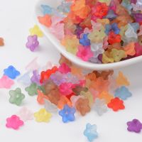 500pc Transparent Acrylic Beads Flower Frosted Mixed Color 10x5mm Hole: 1mm