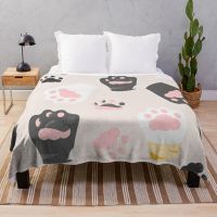 New Style Footprint Flannel Throw Blanket Cute Kawaii Dog Footprint for Kid Girls Gift Lightweight Warm Soft King Queen Size for Couch Bed