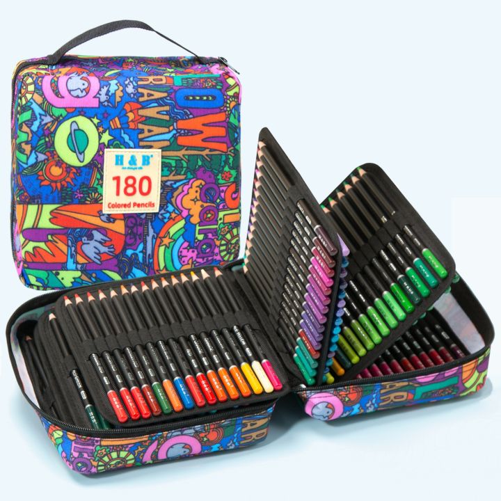 kalour-ดินสอสี50-180-300ชิ้นชุดร่างชุดดินสอสีกราฟฟิตีสีน้ำมันนำศิลปะกล่องของขวัญโคโลชุดวาดเขียนสำหรับเด็ก