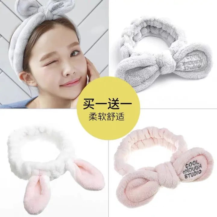 Korean Cat Ear and Ribbon Cute Headband Facial Washing Hairband Turban