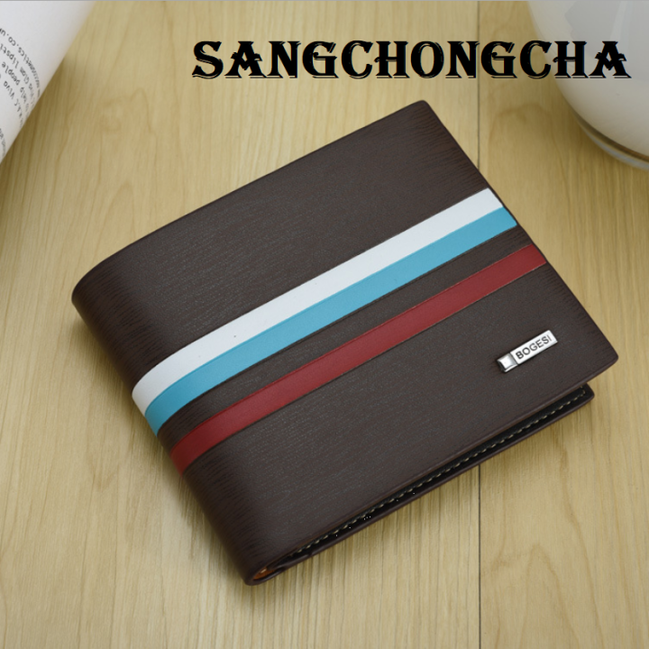 sangchongcha-bgh02-black-or-brown-กระเป๋าสตางค์-หนังpuคุณภาพสูง-กระเป๋าตังค์-สไตล์เกาหลี-กระเป๋าสตางค์พับ-ช่องบัตร11ช่อง