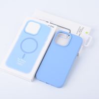 Suitable For No Logo Luxury Magnetic Liquid Silicone Case for IPhone 14 13 Pro Max Large Hole Cover Protection Soft Casing