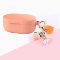 ☋ for Xiaomi Airdots 2 Tws Redmi Airdots S Case Sweet Peach Keyring Silicone Protection Cases Redmi Airdots Case Cover Fundas