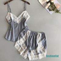 COD SDFGERGERTER [FAF]Womens Silk Pajamas Sets Sexy Lace Sleepwear Sleeveless Casual 2 Piece Nightwear