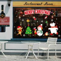 【cw】 DIYSnowmanGiftDecoration Wall Stickers Window Storefront Glass Dooradhesive Seamless Wallpaper 【hot】