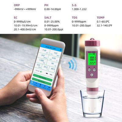 7 In 1 Temp ORP EC TDS Salinity S.G PH Meter Online Blue Tooth Water Quality Tester APP Control For Drinking Laboratory Aquarium