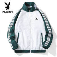 PLAYBOY ฤดูใบไม้ผลิใหม่สบาย ๆ เบลเซอร์ซิปหลวมคอยืนซิปเกาหลีสีดำเสื้อ