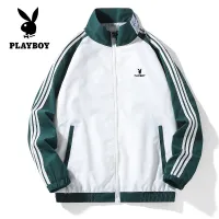 PLAYBOY ฤดูใบไม้ผลิใหม่สบาย ๆ เบลเซอร์ซิปหลวมคอยืนซิปเกาหลีสีดำเสื้อ