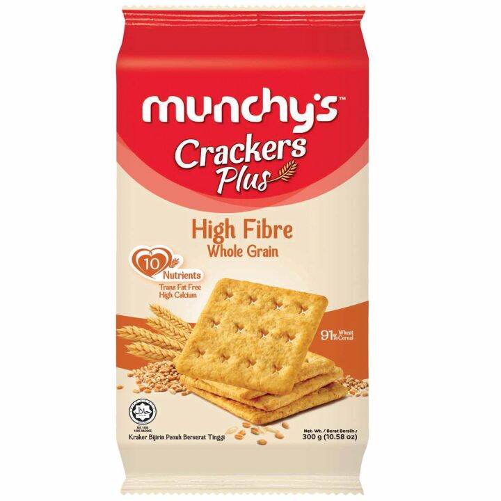 MUNCHY'S CRACKER PLUS HIGH FIBRE WHOLE GRAIN 300gm Lazada PH