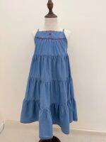 Kids Dress 2023 New Summer Brand Design Girls Short Sleeve Denim Dresses