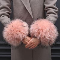 Winter Faux Fur Plush Windproof Cuff Sleeve Elastic Wristband Arms Gloves Accessories Female One Pair Womens Winter Arm Warmer