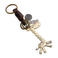 Vintage cowhide keychain antique copper cute giraffe leather keychain creative small gift