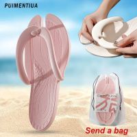 Summer Men Women Foldable Flip Flops Casual Shoes Beach Slides Portable Sandals Non-Slip Bathroom Hotel Travel Light Slippers House Slippers