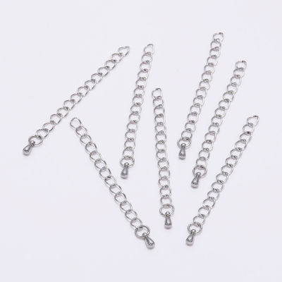 10pcs 5070mm Stainless Steel Extension End Chain With Water Drop Bracelet Extension Tail Chain For DIY Jewelry Making Findings
