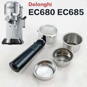 Coffee Bottomless Portafilter 51MM For Delonghi EC680 EC685 Replacement  Filter Basket Espresso Machine Accessory Barista Tool