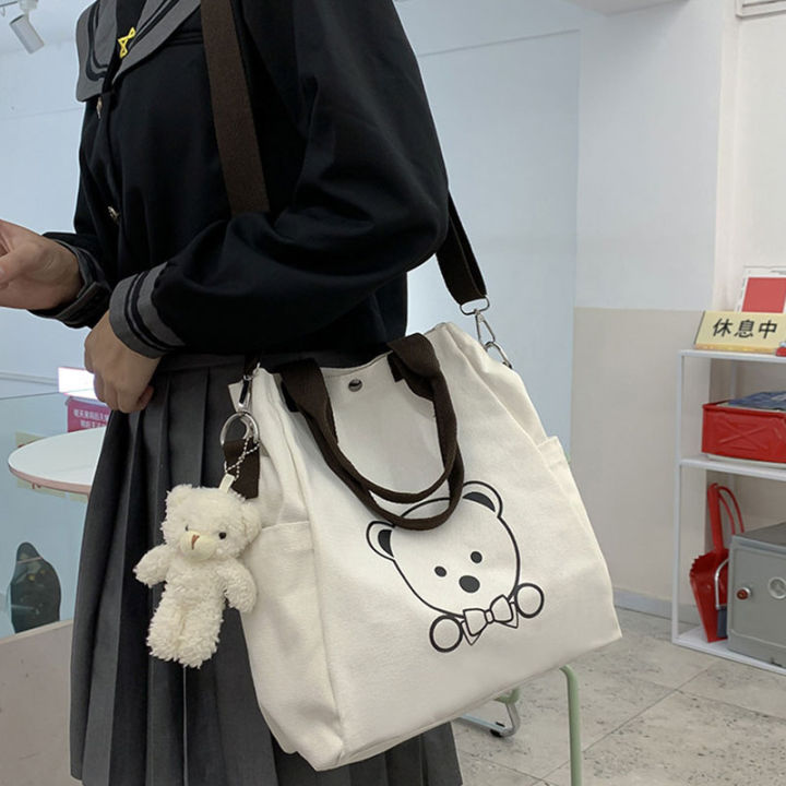 amila-กระเป๋าถือ-กระเป๋าผ้าใบกระเป๋าสะพายไหล่ความจุมากกวดวิชาพิมพ์ลายใหม่