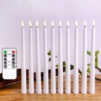 Pack Of 1 Yellow Flickering Remote LED CandlesPlastic Flameless Remote Taper Candlesbougie Led For Dinner Party Decoration