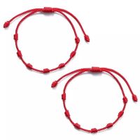 1/2pcs Red String 7 Knots Bracelets Lucky Bangles for Protection Good Luck Amulet for Success Handmade Rope Couples Bracelets