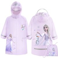 Disney Cartoon Children Raincoat Girls Frozen Thickened Toddler Children Baby Pupils Poncho Rain Coats Waterproof with Hood