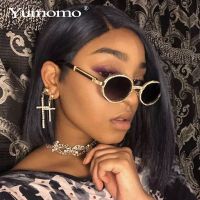 ✱卍 Retro Round diamond sunglasses Women new luxury brand ladies oval crystal wood glasses fashion glasses UV400 Gafas de sol