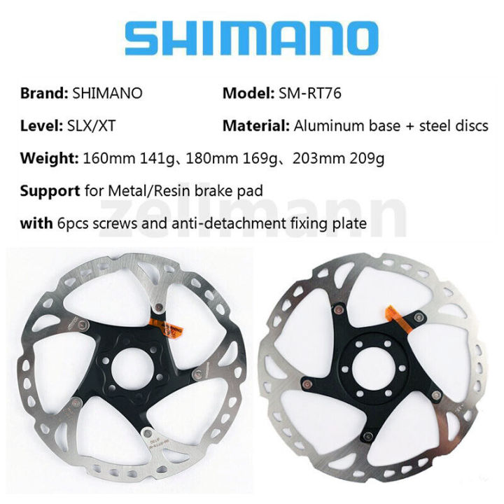 shimano-xt-rt76ดิสก์เบรกโรเตอร์160มิลลิเมตร180มิลลิเมตร203มิลลิเมตรศูนย์แผ่น6น็อต-deore-xt-sm-rt76-mtb-จักรยานดิสก์เบรกโรเตอร์6หลุม