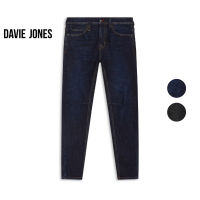 DAVIE JONES กางเกงยีนส์ ผู้ชาย ทรงสลิมฟิท สีดำ สีกรม Slim Fit Jeans in Black Navy CO0058BK MN