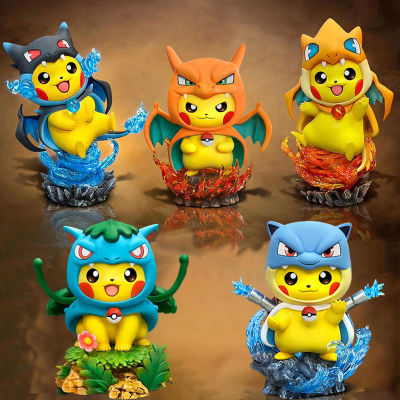 ZZOOI 13cm Pokemon Anime Figures Pikachu Cosplay Figure Bulbasaur Blastoise  Charizard Action Figurine Pvc Model Statue Dolls Toy Gift