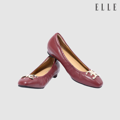 ELLE SHOES รองเท้าหนังแกะ ทรงบัลเล่ต์ LAMB SKIN COMFY COLLECTION รุ่น Ballerina สีแดงไวน์ ELB001