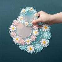 Flower Silicone Coasters with Holder Coasters for Wooden Table Housewarming Gifts Drinks Home Office Kitchen Tea Cup Pads Mats