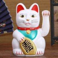 6 H Chinese Feng Shui Beckoning Wealth Cat White Waving Fortune Japanese Lucky Cats Gold Silver Best Gift for Kitty Decor