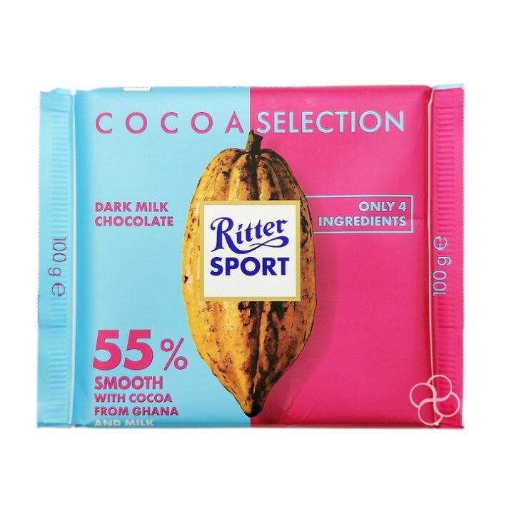 Ritter Sport Cocoa Selection 55% Smooth Dark Milk Chocolate from Ghana ...
