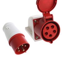 ◎✘▣ 1pc 32A 5pin Industrial Wall Socket Plug 240-415V Waterproof IP44 3P N E 3 Phase Surface Mount Socket Plug