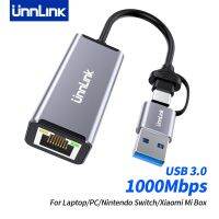 Unnlink USB อะแดปเตอร์อีเทอร์เน็ต1000Mbps USB3.0ประเภท C ไปยัง Rj45การ์ดเน็ตเวิร์คสำหรับแล็ปท็อป Xiaomi กล่อง Mi S Nintendo Switch PC Internet