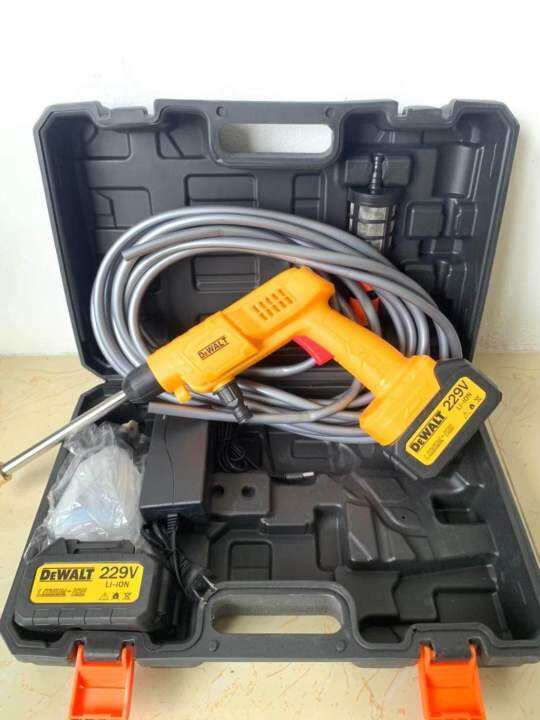 dewalt-รุ่น229v-เครื่องฉีดน้ำแรงดันสูงไร้สาย-ปืนฉีดน้ำแบตเตอรี่-ฟรีแบตเตอรี่2ก้อน-พร้อมอุปกรณ์ครบชุดพร้อมใช้งาน