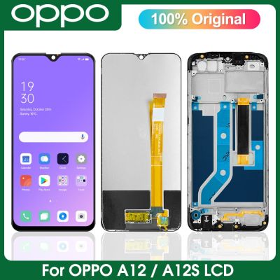 จอแสดงผล LCD ดั้งเดิมสำหรับ CPH2083 A12 Oppo หน้าจอสัมผัส CPH2077พร้อมชุดเครื่องอ่านพิกัดสำหรับ A12s Oppo หน้าจอที่มีกรอบ