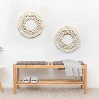 PARXERNG22797 Boho สถานรับเลี้ยงเด็กทอด้วยมือห้องนอนพรมมาเครม Macrame กระจกทรงกลมสติกเกอร์ตกแต่งกระจก