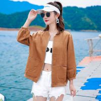 【CC】 Thin Shirt Jacket 2023 New Female Breathable Short Coat Loose Large Size Protection Clothing