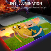 เวลาการผจญภัยอะนิเมะ RGB แผ่นรองเมาส์ Gamer แสงไฟแป้นพิมพ์พรมปูพื้น Mausepad แสง Mause เสื่อนักเล่นเกม LED อุปกรณ์เสริมแผ่นตาราง