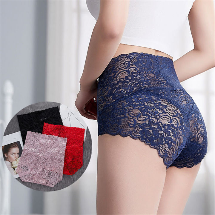 Sexy Lace High Waist Seamless Panties for Plus Size Women Big Size