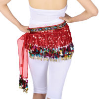 Gazechimp Belly Dance สายคาดเอวกระโปรงสะโพกผ้าพันคอ Sequins เหรียญพู่