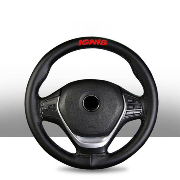 hot-cppppzlqhen-561-ฝาครอบพวงมาลัยหนังแท้ขนาด15นิ้วสำหรับ-suzuki-ignis-อุปกรณ์ตกแต่งภายในรถยนต์