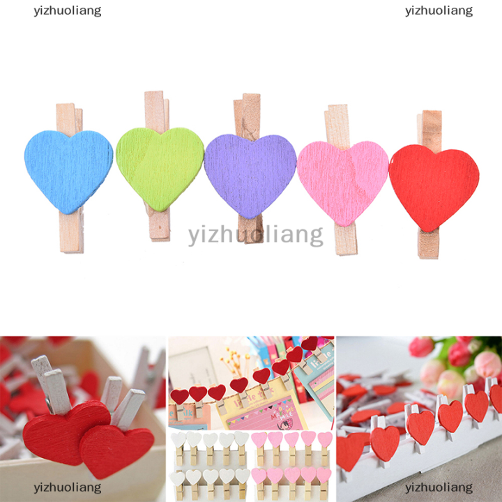 yizhuoliang-20pcs-มินิหัวใจน่ารักไม้หมุดภาพคลิปห้องพักตกแต่งงานฝีมืองานแต่งงาน