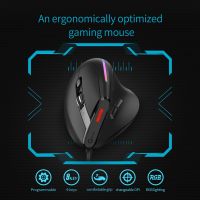 ZZOOI ZELOTES Gamer Wired Vertical Mouse 9 Buttons T-50 USB Wired Vertical Optical Mouse 12800 DPI Adjustable for PC Computer