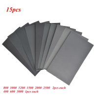 15 PCS Wet Dry Car Sandpaper 400 600 3000 800 1000 1200 1500 200 0 2500 Grit Sandpaper For Car Metal Plastic Glass Polishing Power Sanders