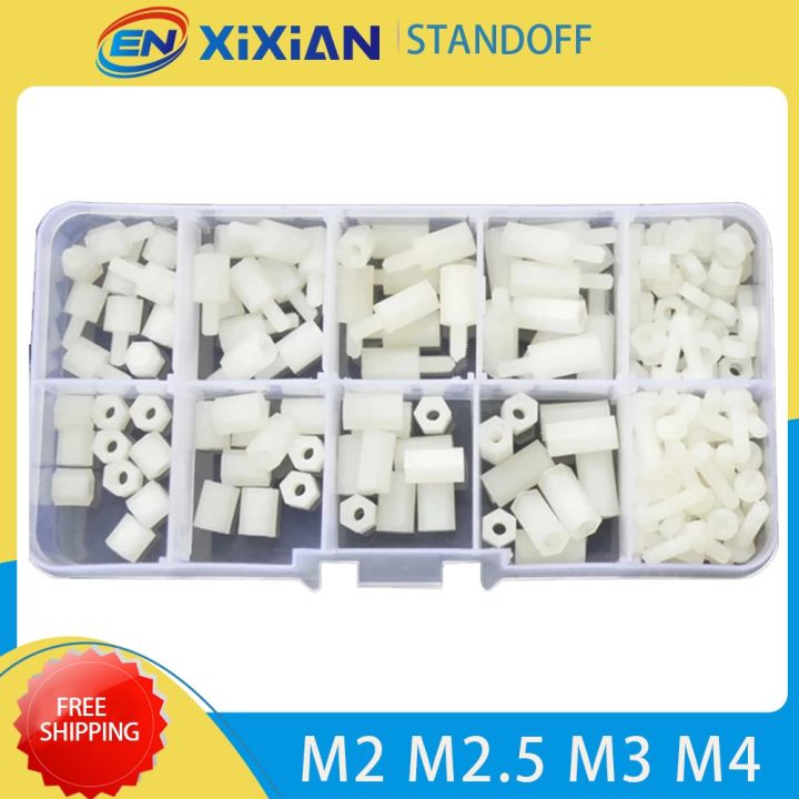 m2-m2-5-m3-m4-hex-nylon-standoff-spacer-sets-black-white-column-pcb-motherboard-bolt-plastic-spacing-screws-nuts-assortment-kit